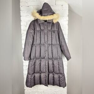 Vintage Sterling Stall Fur Hooded Puffer Trench Coat